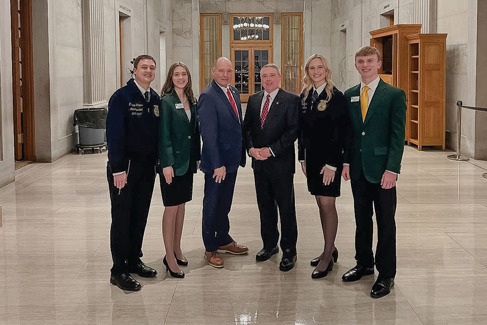 State Council members with FFA Officers and agriculture leadership at the state capital