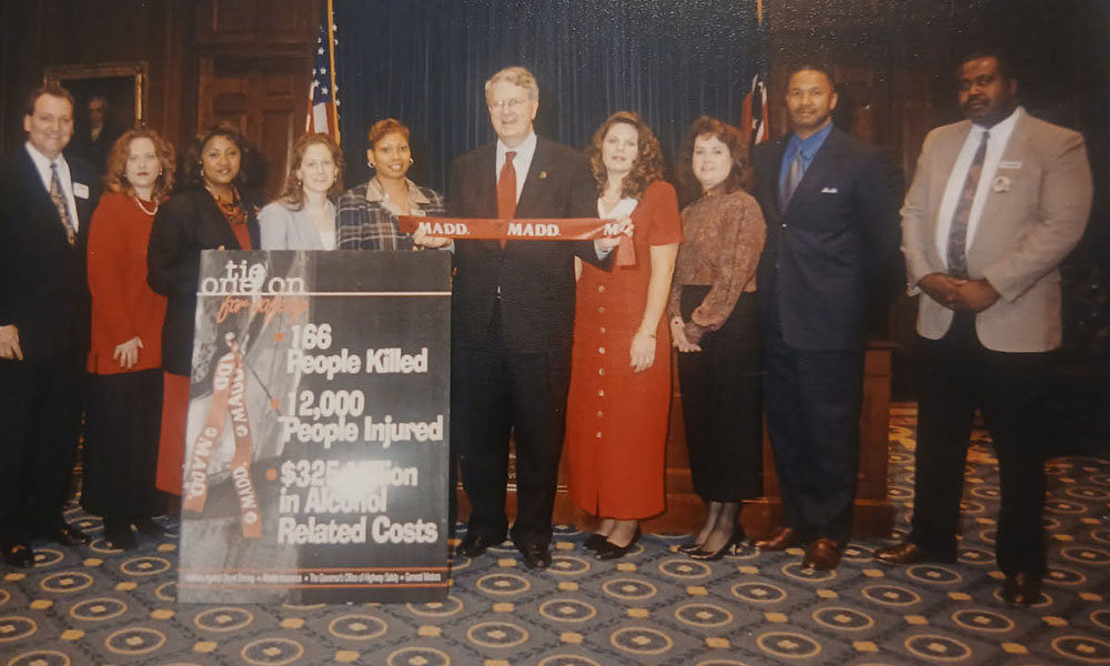 Georgia Governor declares June Anti-Drinking and Driving in Georgia; John Allen is pictured with MADD Georgia Officers, and staff from Governor's Office of Highway Safety.